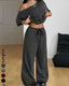 Chic Striped Off-Shoulder Two-Piece Set with Wide-Leg Pants