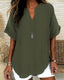 Effortless V-Neck Relaxed-Fit Short-Sleeve Blouse