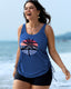 Vibrant Island-Print Adjustable Drawstring Swim Top