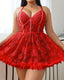 Sultry Plus-Size Lace Mesh Sheer Babydoll Set with Matching Panty