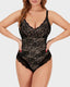 Sultry Deep-V Lace Sculpting Thong Bodysuit