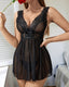 Black Backless Deep-V Babydoll Lingerie – Seductive Nightwear