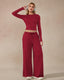 Women's 2-Piece Activewear Set: Long-Sleeve Crop Top + Wide-Leg Pants β Ultra-Stretchy Yoga, Workout & Running Wear