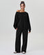 Ultra-Cozy Women’s Two-Piece Lounge Set – One-Shoulder Long-Sleeve Top & Wide-Leg Pants
