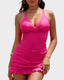 Deep V Cross-Back Ruched One-Piece Swimsuit