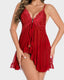Seductive Lace Mesh Sheer Nightgown with Matching Thong Set