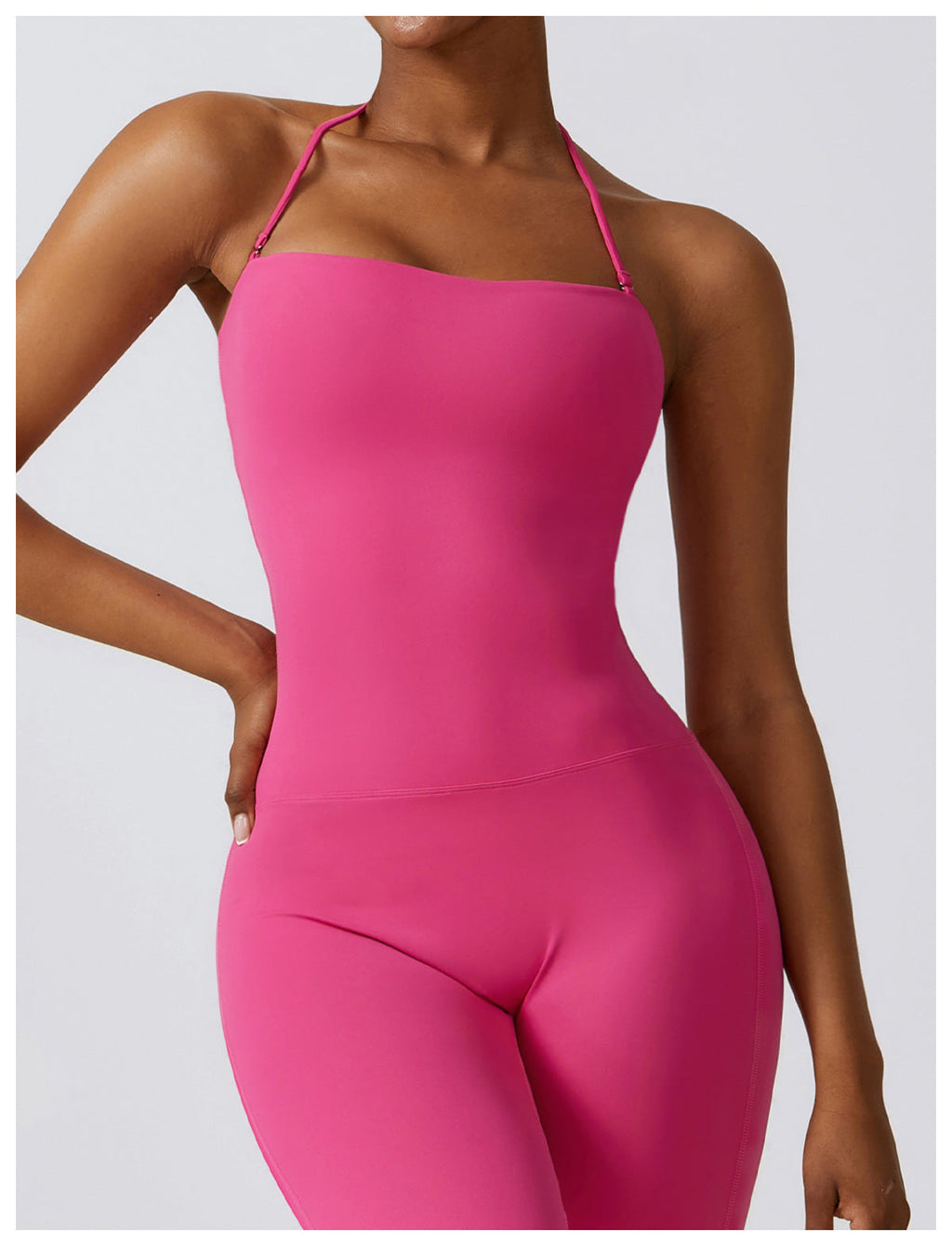 Women's Halter-Neck Bodycon Jumpsuit with Flare Legs – Ultra-Stretch, Butt-Lifting Activewear for a Sleek Silhouette