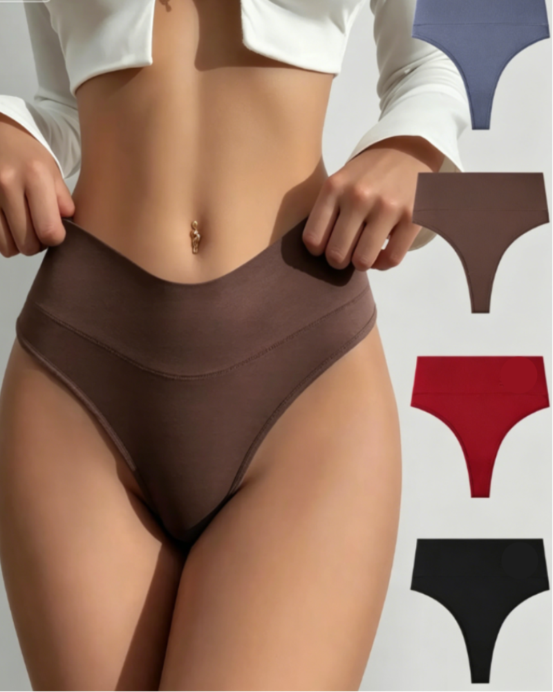 Contour-Enhancing High-Waist Seamless Thongs with Tummy Control, Ultra-Soft Stretch, No-Show Silhouette