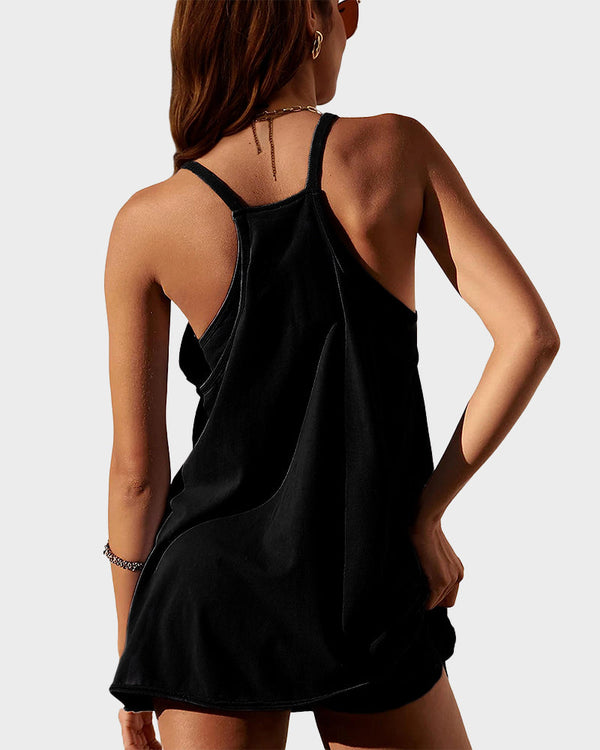 Effortless Casual Sleeveless Mini Dress with Built-In Shorts