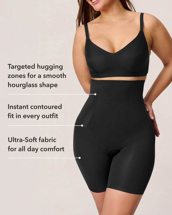 Women's Seamless High-Waisted Shapewear Shorts – Sculpting Body Shaper for Slimming Thighs and Tummy Control