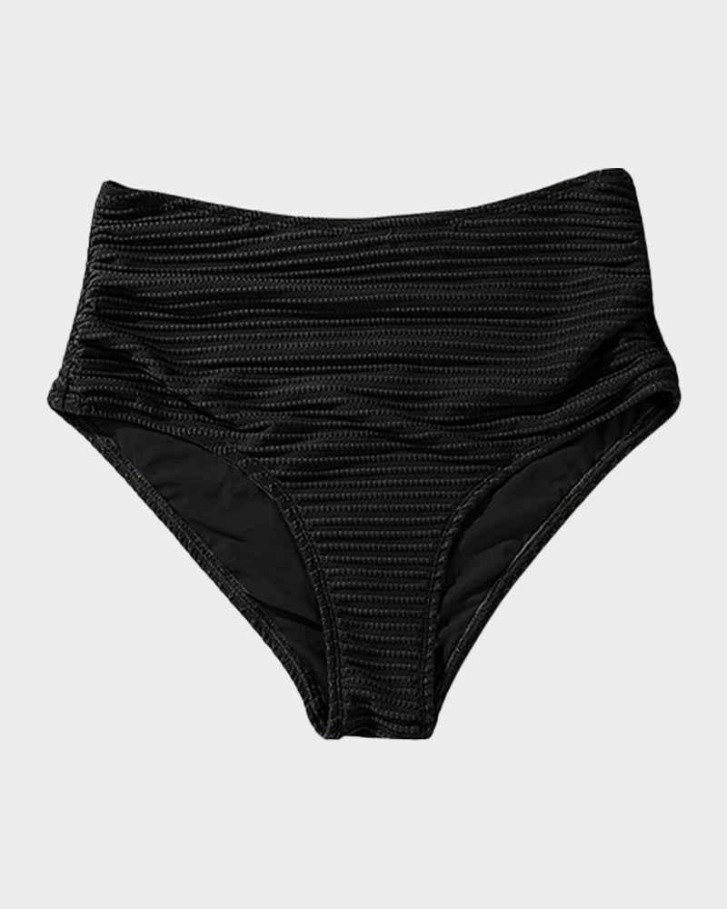 Textured Knot-Front High-Waisted Bikini Set - Flattering Fit & Comfortable