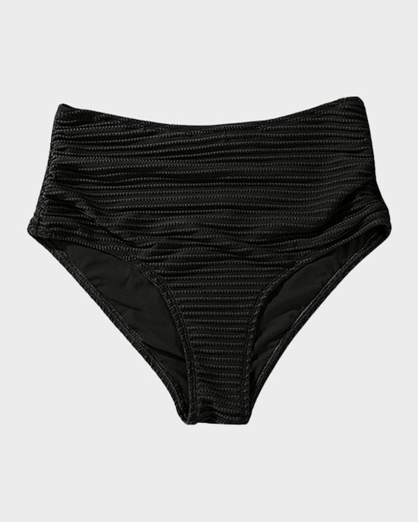 Textured Knot-Front High-Waisted Bikini Set - Flattering Fit & Comfortable
