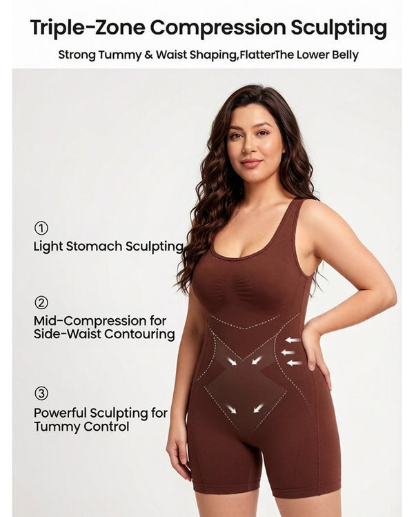 Sculpting Triple-Zone Compression Full-Body Shaping Bodysuit with Drop-Seat