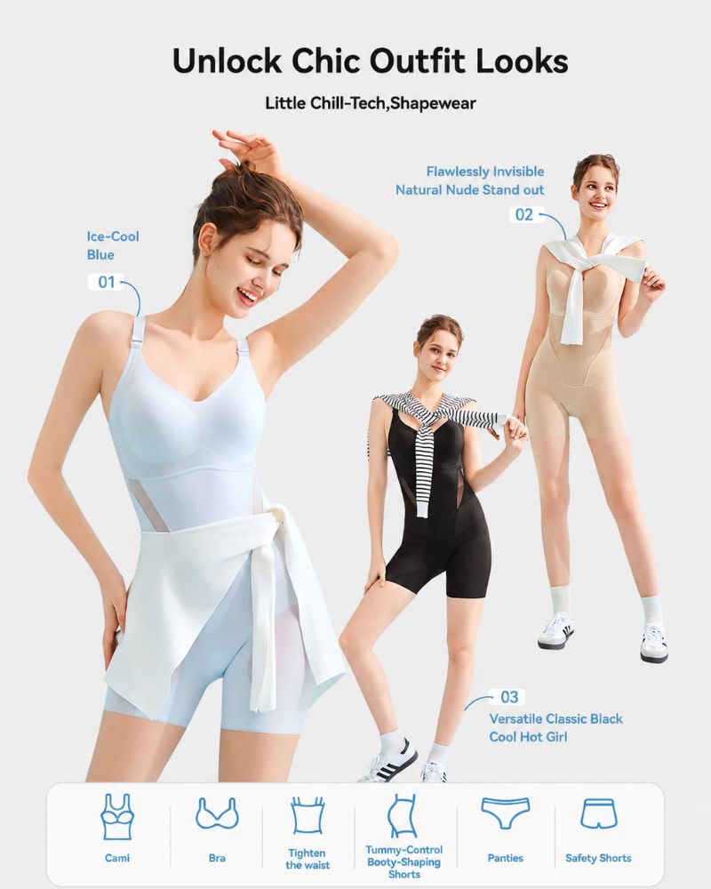 Cooling Tummy-Control Shapewear Bodysuit with Butt-Lift for a Sleek, Sculpted Silhouette