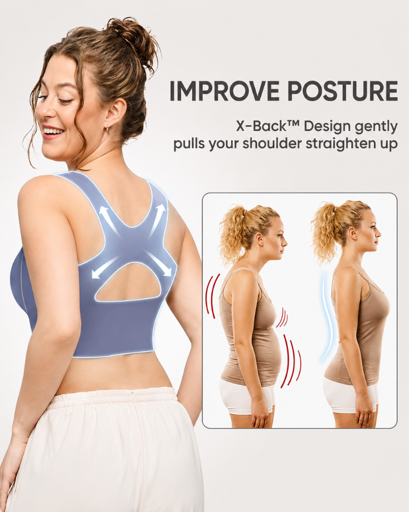 X-Back Wireless Posture Support Bra - Comfortable Back Support for All-Day Wear