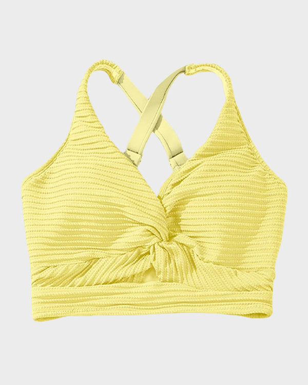 Textured Knot-Front High-Waisted Bikini Set - Flattering Fit & Comfortable