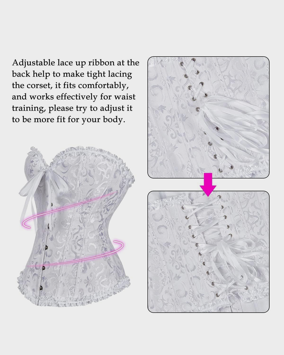 Lace-Waist Corset Top with Push-Up Shapewear