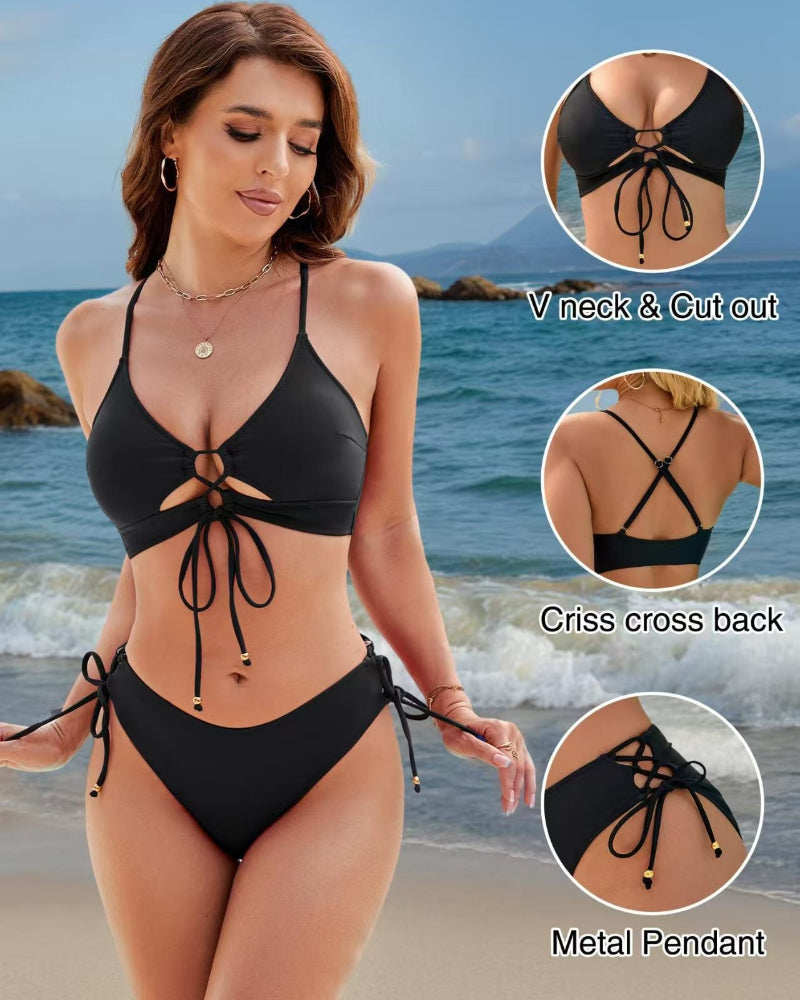 Women's Cutout String Bikini Set - Trendy Two-Piece Swimsuit Bathing Suit