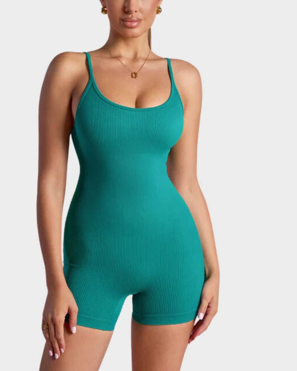Flattering Slimming Spaghetti-Strap Romper Shorts