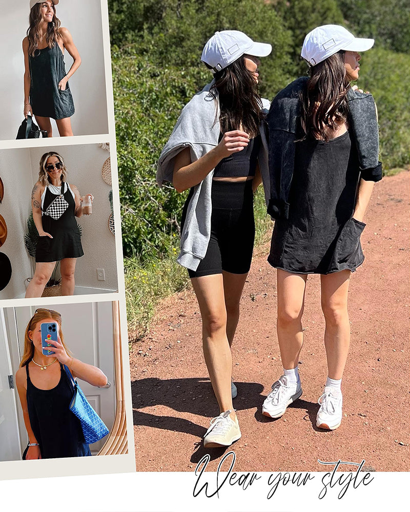 Effortless Casual Sleeveless Mini Dress with Built-In Shorts
