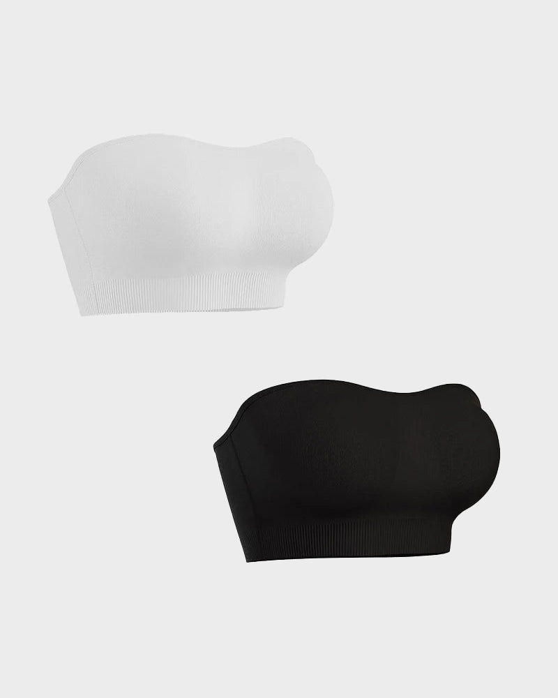 Wireless Strapless Bandeau Bra with Secure Anti-Slip Silicone Support