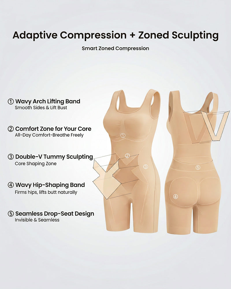 Sculpting Triple-Zone Compression Full-Body Shaping Bodysuit with Drop-Seat