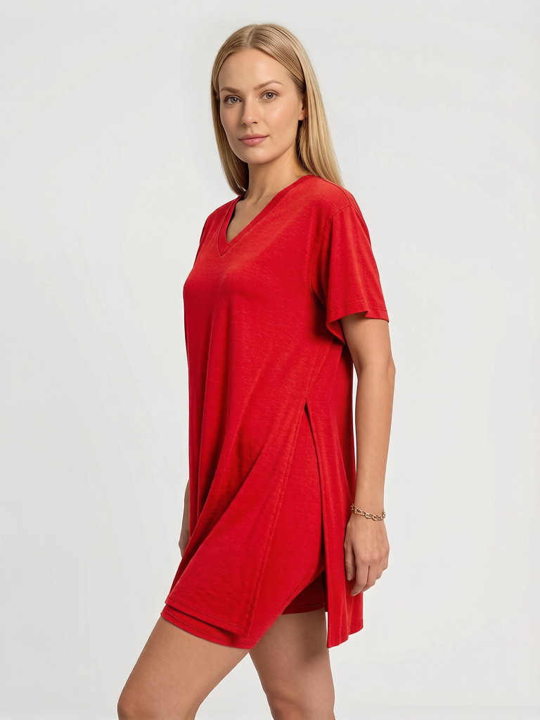 Women's Summer Lounge Set: Oversized Tee & Reversible Biker Shorts Tracksuit