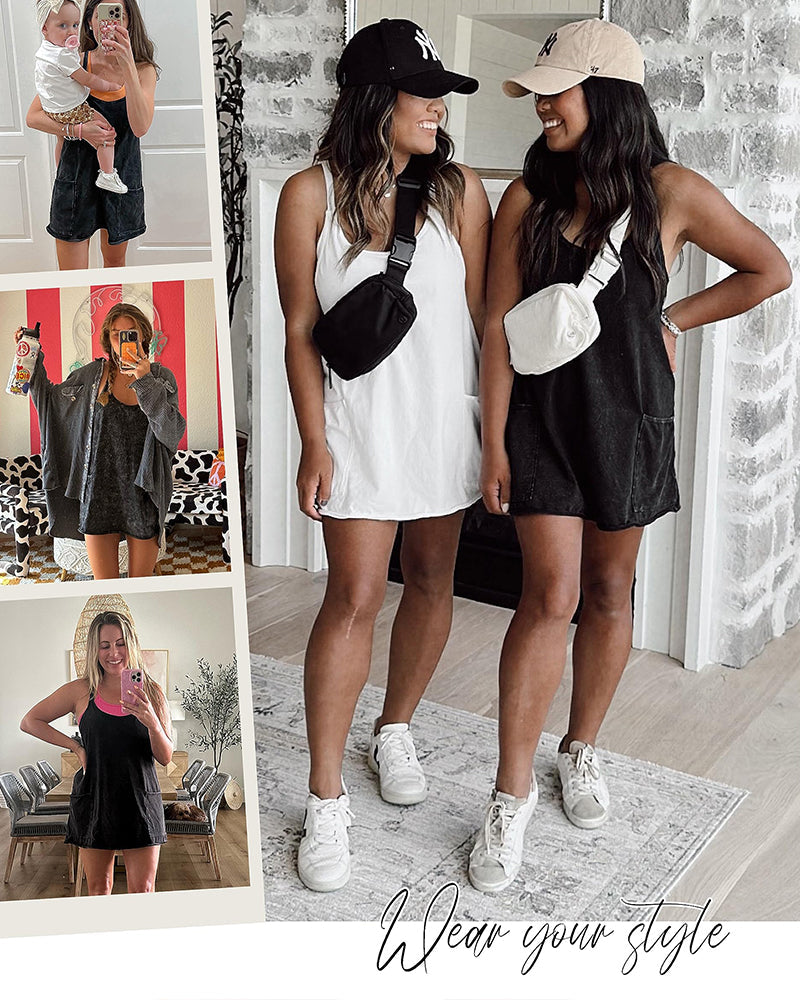 Effortless Casual Sleeveless Mini Dress with Built-In Shorts