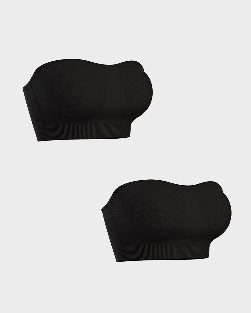 Wireless Strapless Bandeau Bra with Secure Anti-Slip Silicone Support