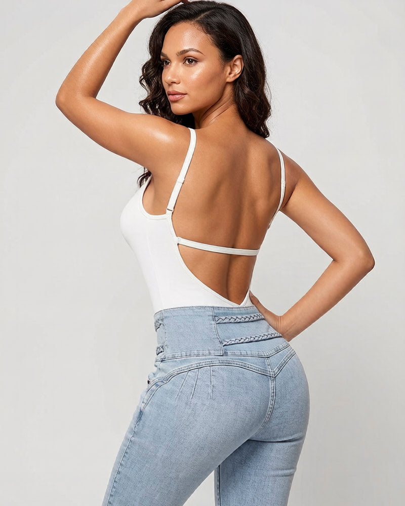 Women's U-Plunge Strapless Bodysuit Shapewear with Tummy Control, Built-In Bra and Low Back