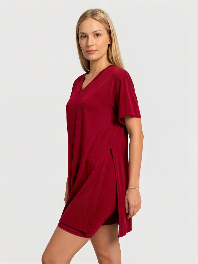 Women's Summer Lounge Set: Oversized Tee & Reversible Biker Shorts Tracksuit