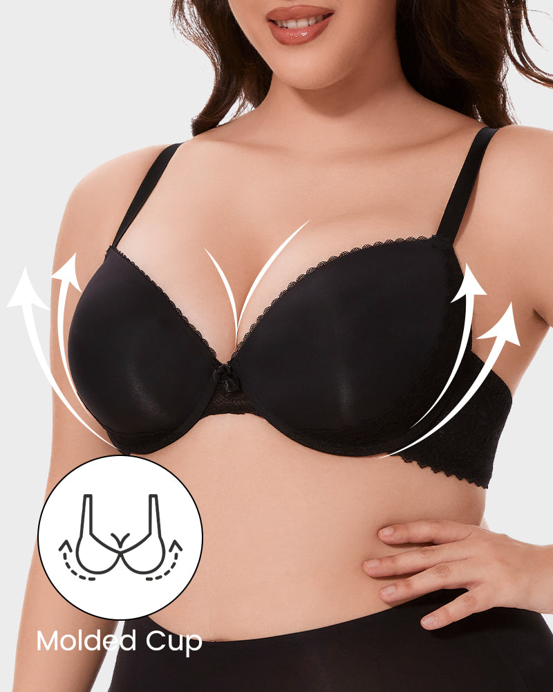 Luxurious Comfort Lace-Trim Push-Up Bra for All-Day Lift