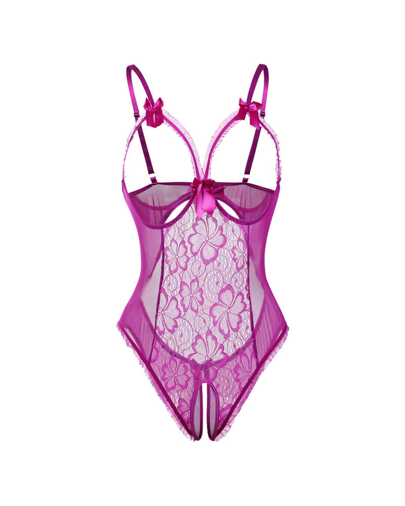 Seductive Lace Open-Crotch Mini Bodysuit