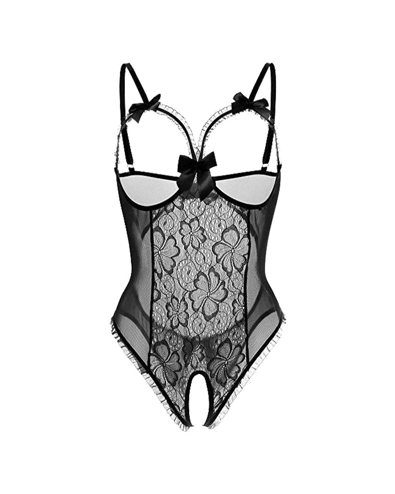 Seductive Lace Open-Crotch Mini Bodysuit