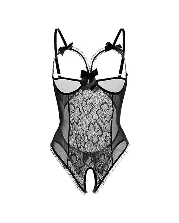 Seductive Lace Open-Crotch Mini Bodysuit