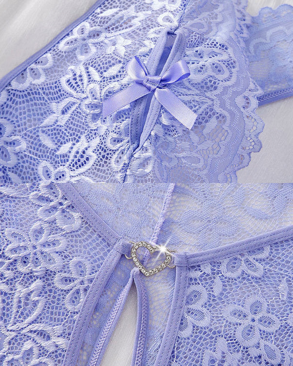 Bridal Whisper Halter Lace Crotchless Teddy - Elegant, Sensual Bridal Lingerie