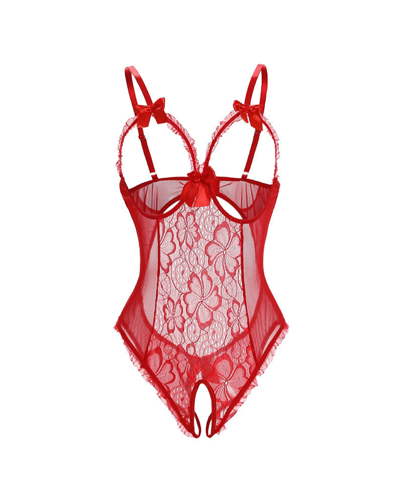 Seductive Lace Open-Crotch Mini Bodysuit