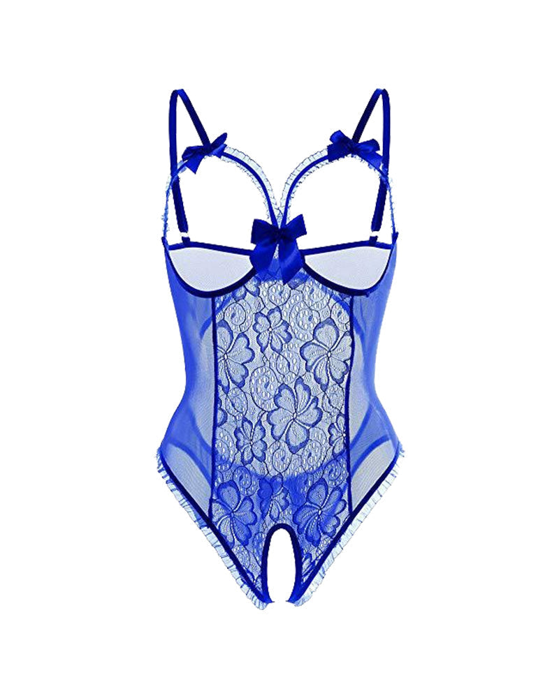 Seductive Lace Open-Crotch Mini Bodysuit