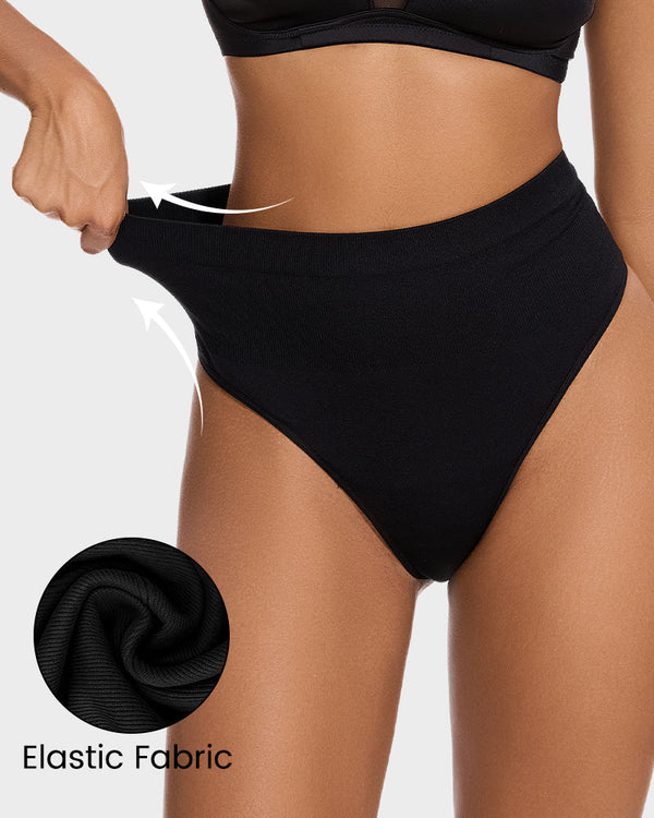 2-Pack Mid-Waist Tummy-Control Thong Panties
