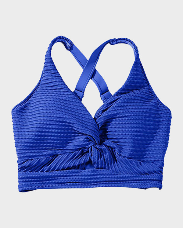 Textured Knot-Front High-Waisted Bikini Set - Flattering Fit & Comfortable