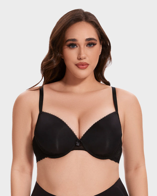 Luxurious Comfort Lace-Trim Push-Up Bra for All-Day Lift