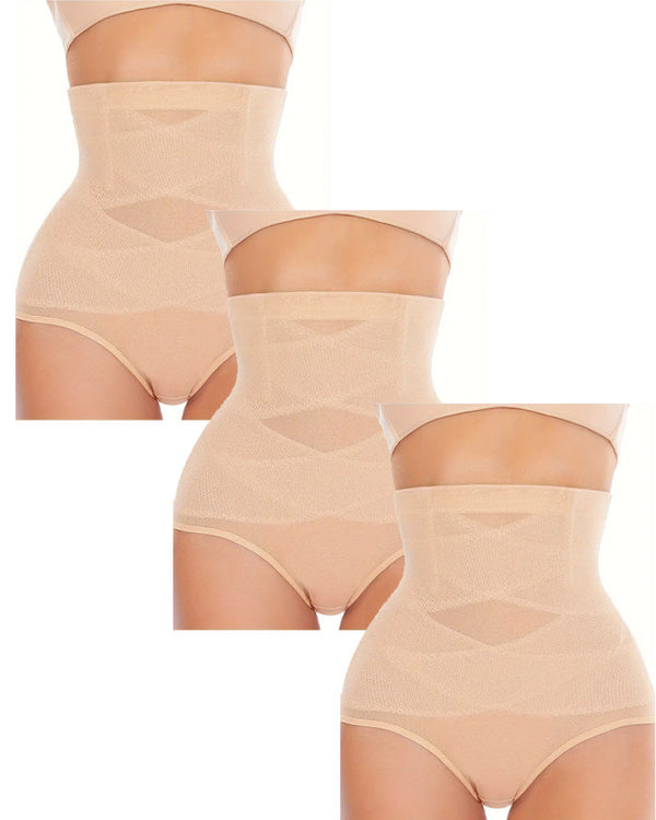 Women's High-Waisted Shapewear Panties - 3-Piece Set