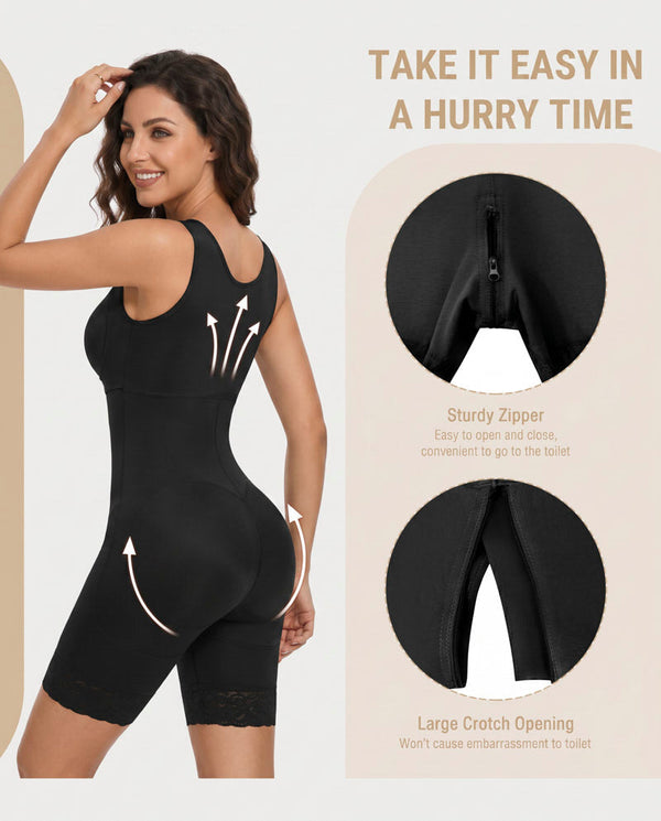 Dual-Compression Tummy Control Shapewear with Built-In Bra
