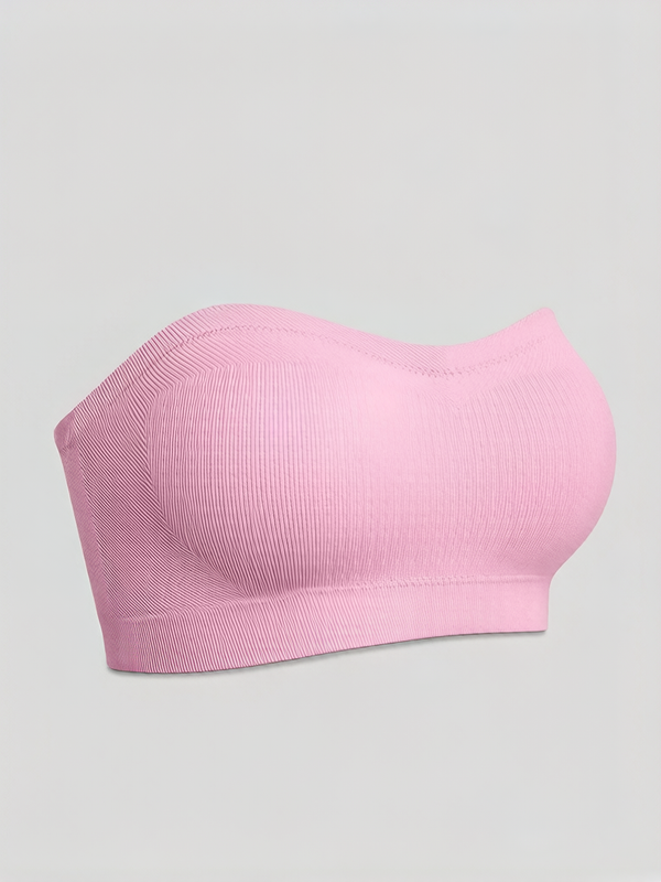 Wireless Strapless Bandeau Bra with Secure Anti-Slip Silicone Support