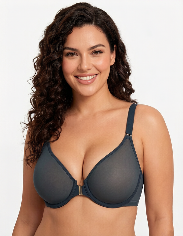 Front Closure Mesh Support Bra