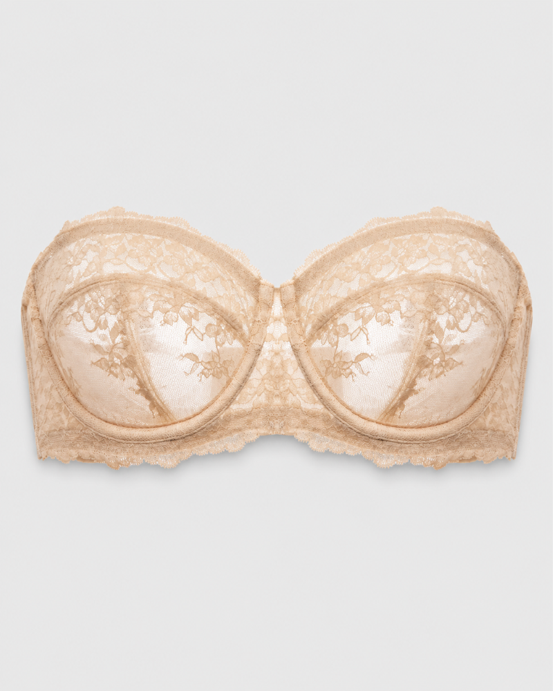 Elegant Lace Strapless Sheer Plus-Size Convertible Underwire Bra
