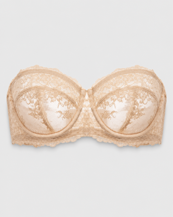 Elegant Lace Strapless Sheer Plus-Size Convertible Underwire Bra