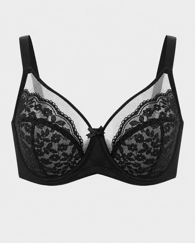 All-Day Comfort Plus-Size Floral Lace Minimizer Underwire Bra