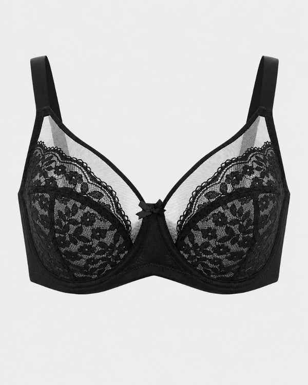 All-Day Comfort Plus-Size Floral Lace Minimizer Underwire Bra