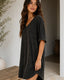 Ribbed Acid-Wash V-Neck Oversized Casual Dress — Effortless Everyday Style